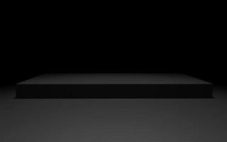 svart display piedestal med mjuk belysning. 3d-rendering foto