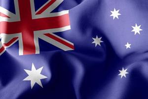 3D illustration flagga Australien. viftar på vindflaggan backg foto