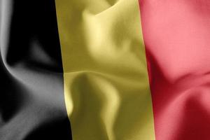 3D-rendering illustration närbild flagga Belgien. vinkar på foto