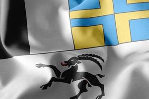 3D illustration flagga av grisons är en region i Schweiz. foto