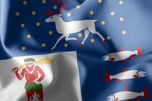 3D-illustrationsflaggan av vasterbotten är en region i sverige foto