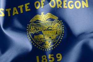 3D-illustration flagga Oregon är en region i USA. wav foto