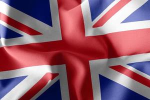 3D-rendering illustration flagga i Storbritannien. vinkar på foto