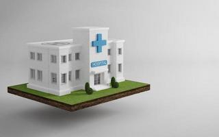 sjukhus isometrisk på jorden. 3D-rendering foto