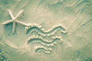 sjöstjärna på havet vit sand. foto