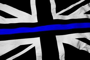brittisk polis tunn blå linje flagga i 3d-rendering foto