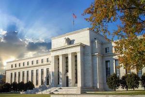 federal reserve building på washington dc på en solig dag. foto