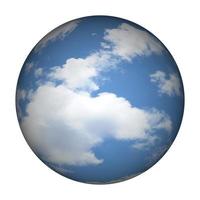molnig himmel sfär vit bakgrund foto