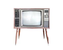 gammal vintage klassisk retro-tv isolerad på vit bakgrund foto