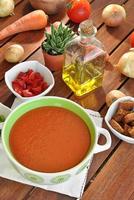 skål med gazpacho med tomater foto