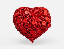 röda blodkroppar i form av hjärta isolerad på vit bakgrund 3d illustration foto