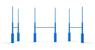isolerade rugby stolpar med blå stoppning amerikansk fotboll mål post 3d illustration foto