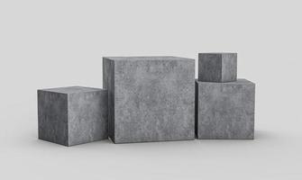 modernt abstrakt tomt betongrum med fyra podier i mitten, produktpresentationsmall 3d-illustration foto
