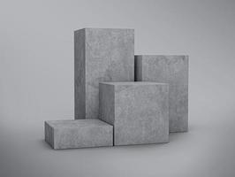 visningsställning podium tillverkad av grå betong i fyra steg visning av produktdesign cement 4 podium display bakgrund 3d-rendering foto