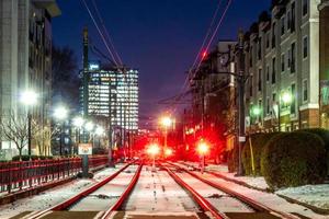 charlotte north carolina stadssilhuett efter en vintrig storm foto