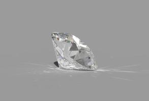 rund diamant skuren på glänsande vit bakgrund, bakgrundsbelysning, glänsande, frätande strålar 3d-rendering foto
