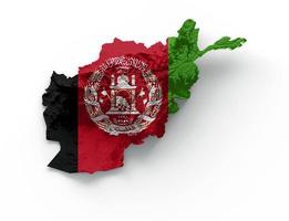 afghanistan karta afghanistan flagga skuggad relief färg höjd karta på vit bakgrund 3d illustration foto