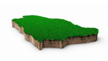 saudiarabien karta jord mark geologi tvärsnitt med grönt gräs och sten mark textur 3d illustration foto