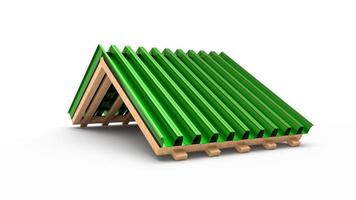 korrugerad grön metallplåt träkonstruktion ram 3d illustration foto