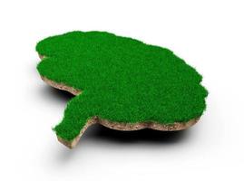 hjärna form gjord av grönt gräs och sten mark textur tvärsnitt med 3d illustration foto