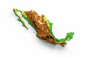 Mexiko karta skuggad relief färg höjd karta på vit bakgrund 3d illustration foto