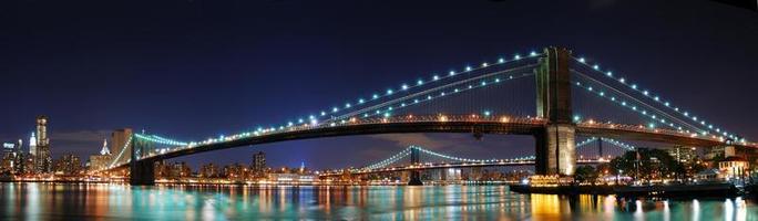 brooklyn bridge panorama i new york city manhattan foto