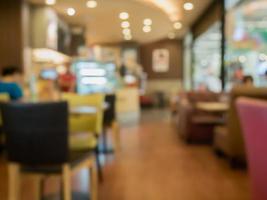 oskärpa café restaurang, kafé med abstrakt bokeh ljus bakgrund foto