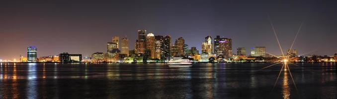 boston downtown panorama på natten foto