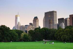 new york city central park vid skymning panorama foto