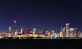 chicago skyline i skymningen foto