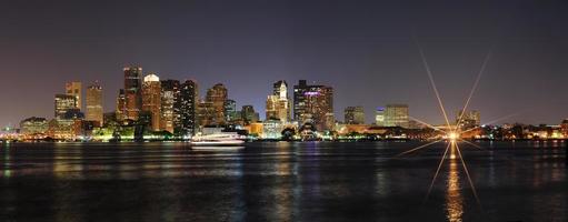 boston downtown panorama på natten foto