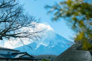 Fuji bergsutsikt i närbild. foto