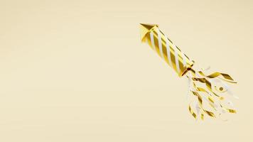 gyllene fyrverkeri med konfetti 3d render illustration. foto