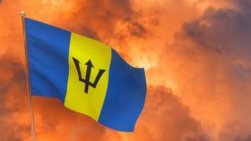 Barbados flagga på stång foto