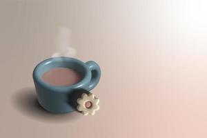 en kopp kaffe och en blomma. 3d render illustration foto