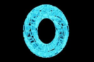 3D-illustration av en blå kristalltorus. fantastisk cell.enkla geometriska former foto