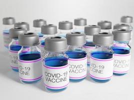 3D-rendering av covid-19 vaccinflaskor foto