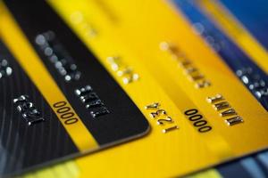 närbild färgglada kreditkort business bakgrund foto