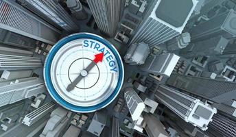 kompass med att peka strategin företag, ekonomi 3d-rendering foto