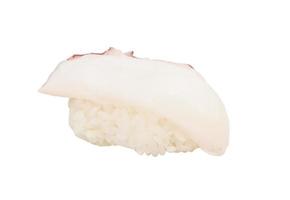 japansk sushi med kött bläckfisk på en vit bakgrund foto