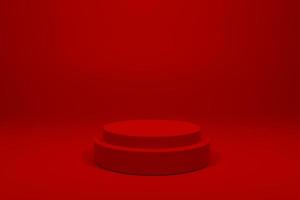 3D gör östlig stil röd produktställning piedestal bakgrund. 3D produkt display scen mockup foto