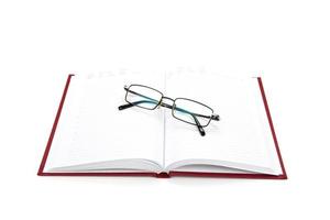affärsdagbok med glasögon