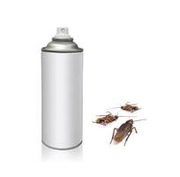 spray, insektsmedel och kackerlacka isolerad på vit bakgrund foto