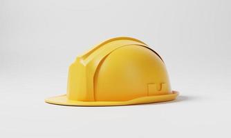 gul hård hatt skyddshjälm på vit bakgrund. affärs- och byggtekniska koncept. 3d illustration rendering foto