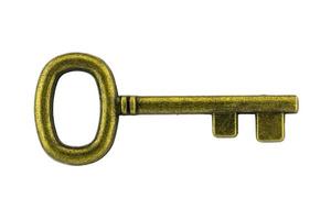 vintage nyckel antik gyllene nyckel på vit bakgrund urklippsbana foto