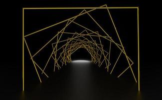 fyrkantig tunnel tom i svart sammansättningsbakgrund, display och minimalistisk mockup, koncept 3d illustration eller 3d rendering foto