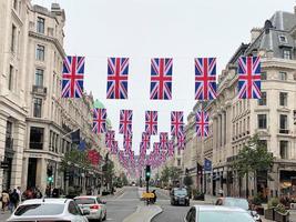 london i Storbritannien i juni 2022. utsikt över regentsgatan under platinajubileumsfirandet foto