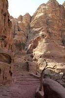 trappor som leder genom en dal i ökenstaden petra, jordan foto