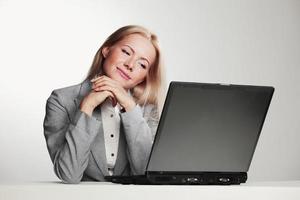 affärskvinna som arbetar på bärbar dator
