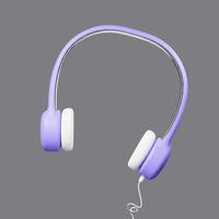 3D-rendering av hörlursikonen på ren bakgrund för mock up och webbbanner. tecknad gränssnittsdesign. minimalt metavers koncept. foto
